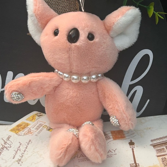 Other - Winx the Pink Plush Koala with Faux Pearl Necklace chain. 2 piece